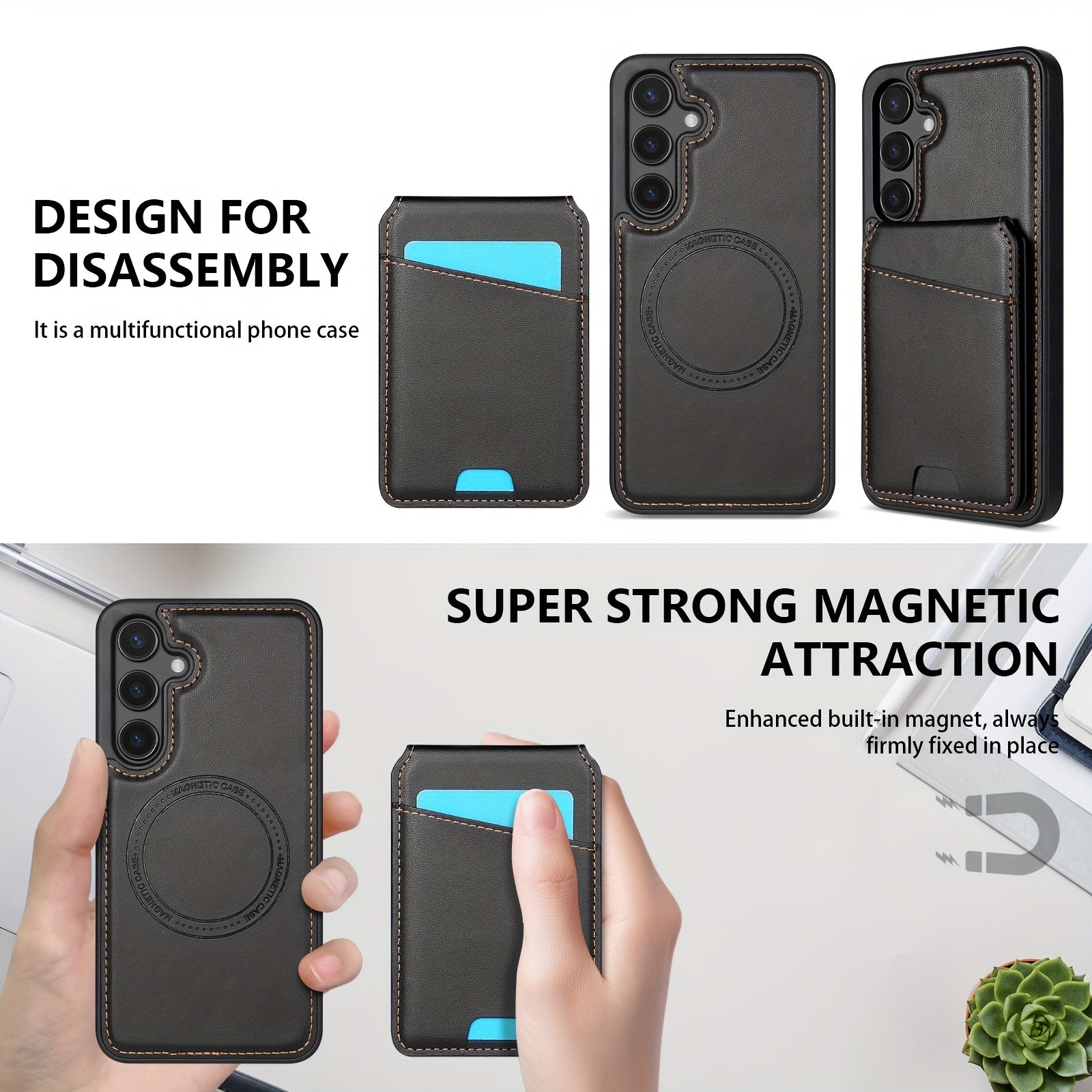 2-in-1 Magnetic Wallet Case with RFID Protection for Samsung Galaxy S Series