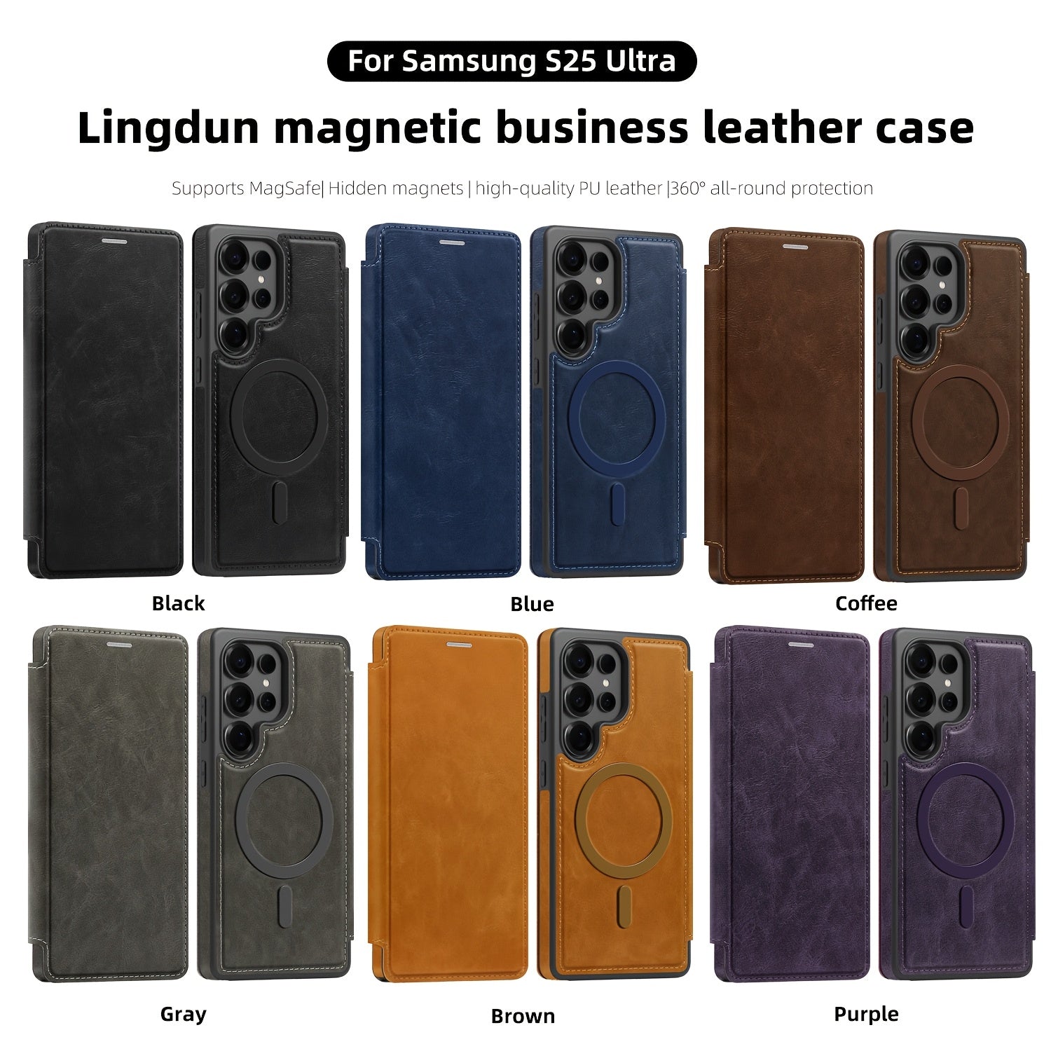 Magnetic Flip Card Holder Case for Galaxy S Series