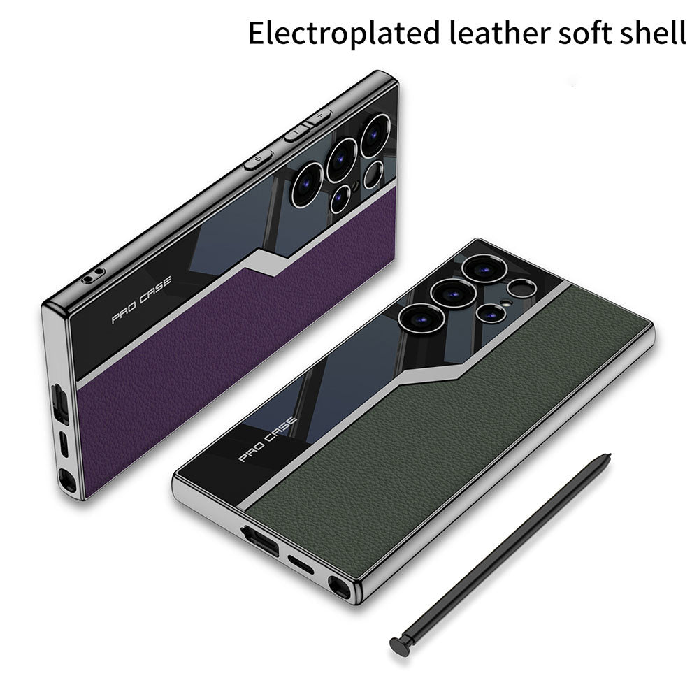 Samsung Galaxy S Ultra Leather Case – Electroplated Matte Back Cover