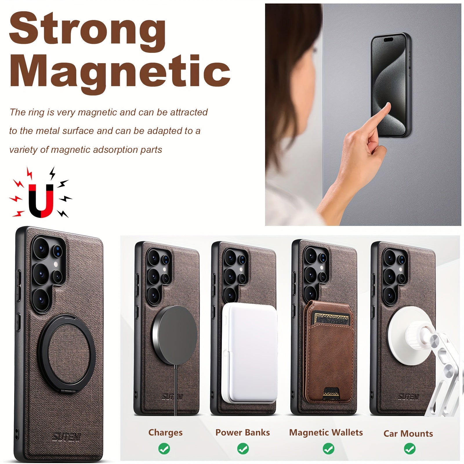 RingMag Leather Case For Samsung Galaxy S Series