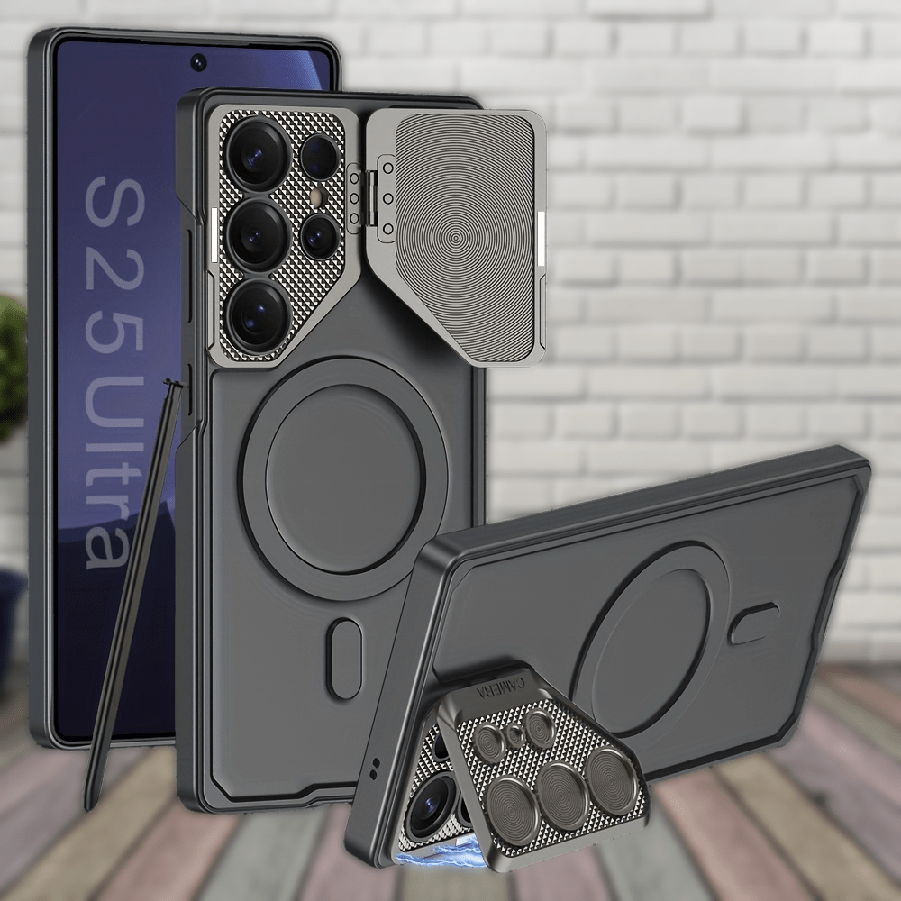 Magnetic Lens Cover Stand Case for Samsung Galaxy S25 Ultra
