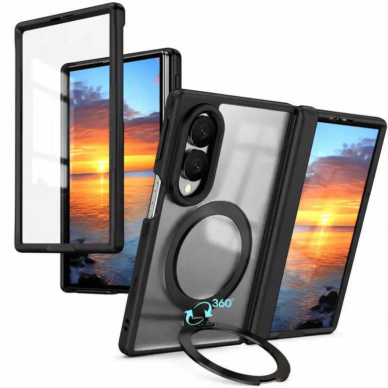 360 Degree Ring Armor MagSafe Case for Samsung Galaxy Z Fold 8 in Black