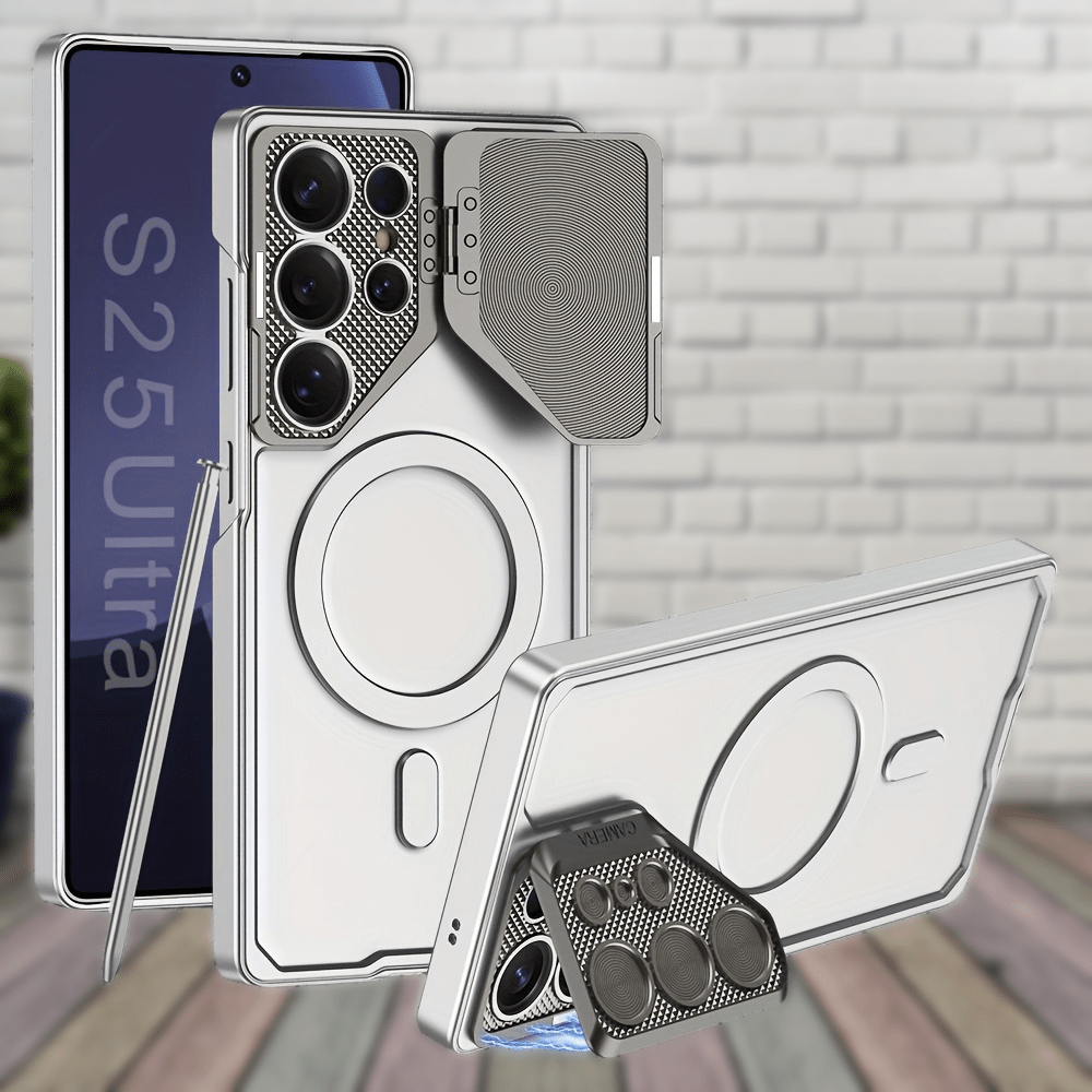 Magnetic Lens Cover Stand Case for Samsung Galaxy S25 Ultra