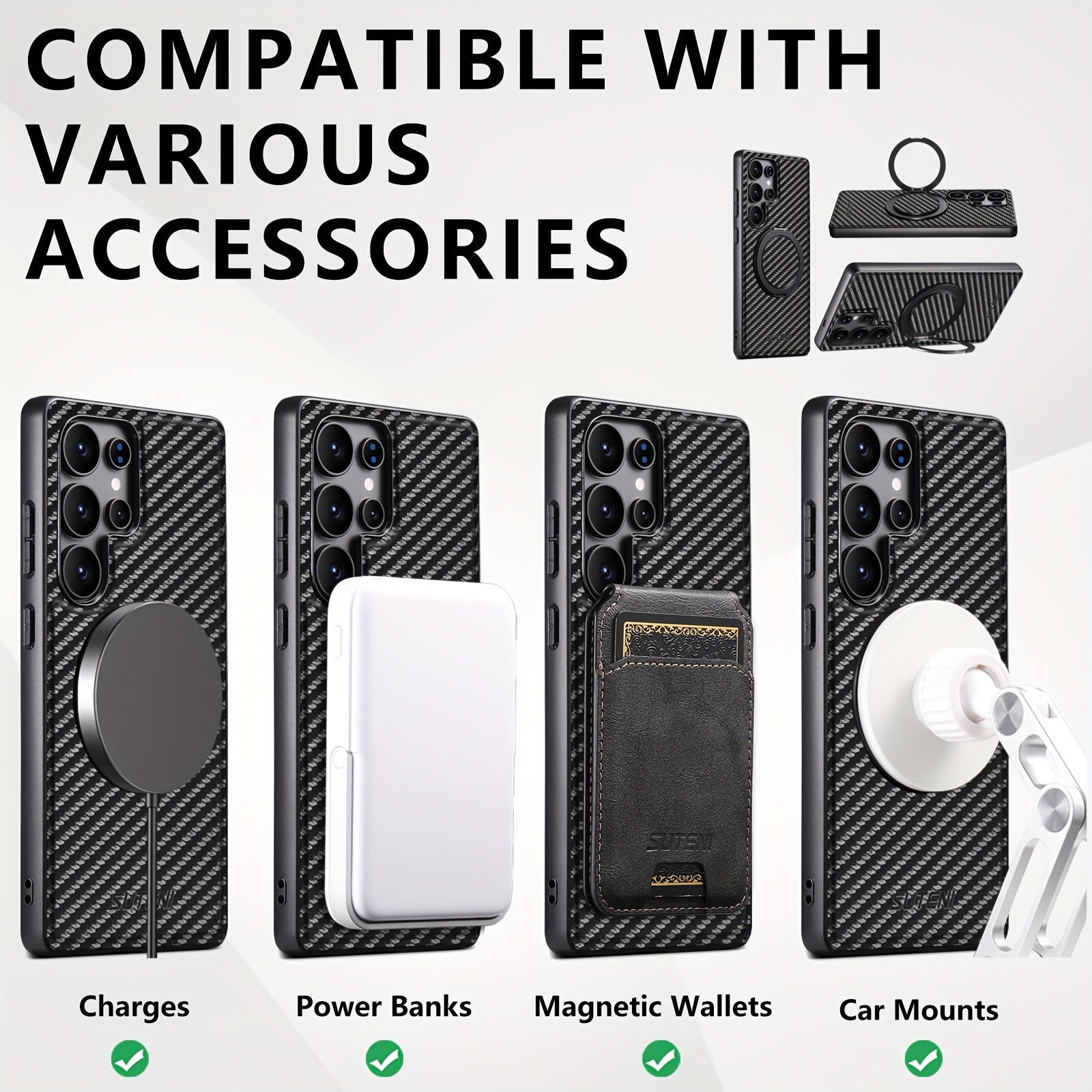 MagSafe-Ready Carbon Fiber Leather Case For Galaxy S Series