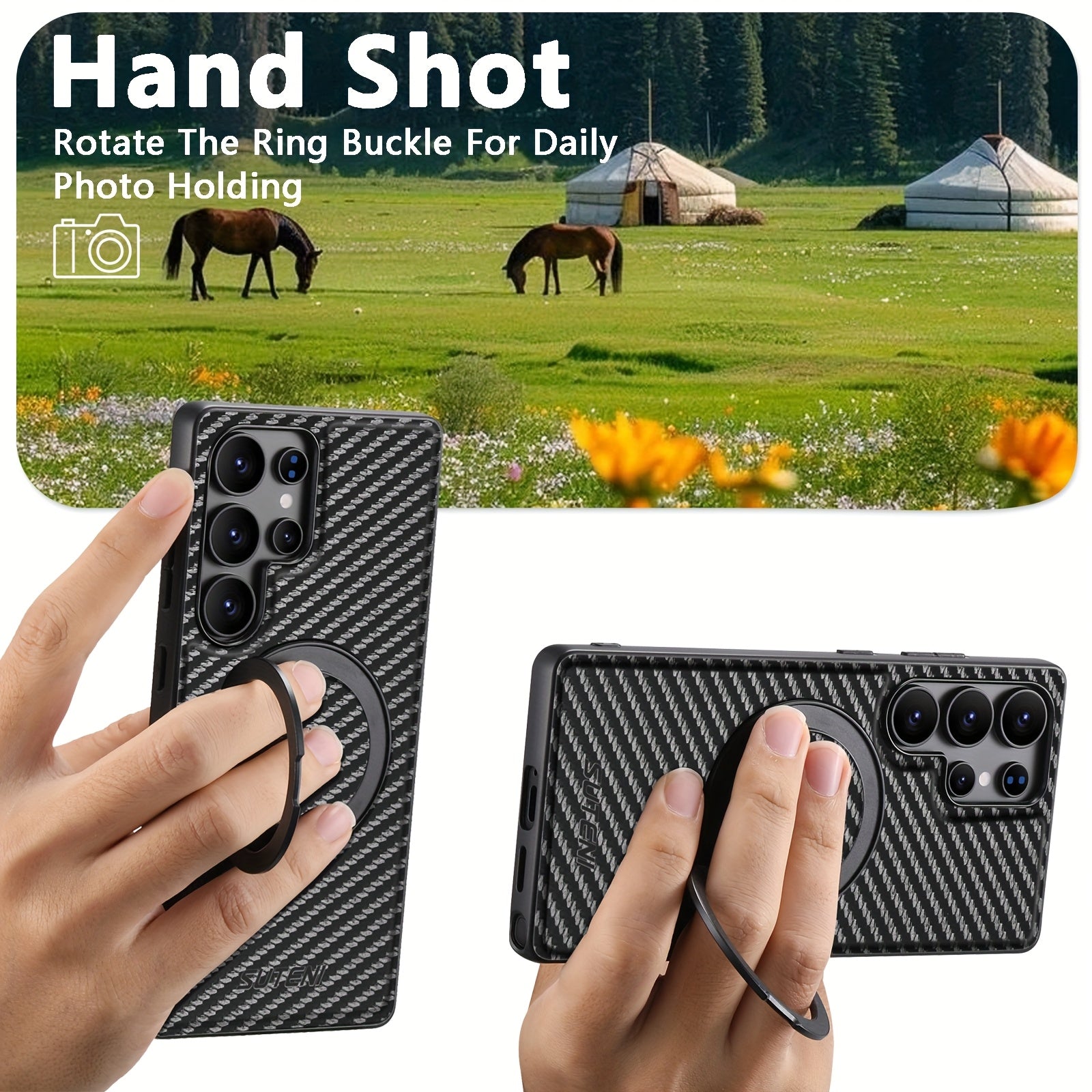 MagSafe-Ready Carbon Fiber Leather Case For Galaxy S Series