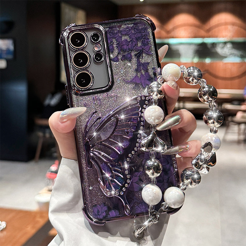 LuxeFloat – Quicksand Glitter Butterfly Case with Bracelet for Galaxy S Series