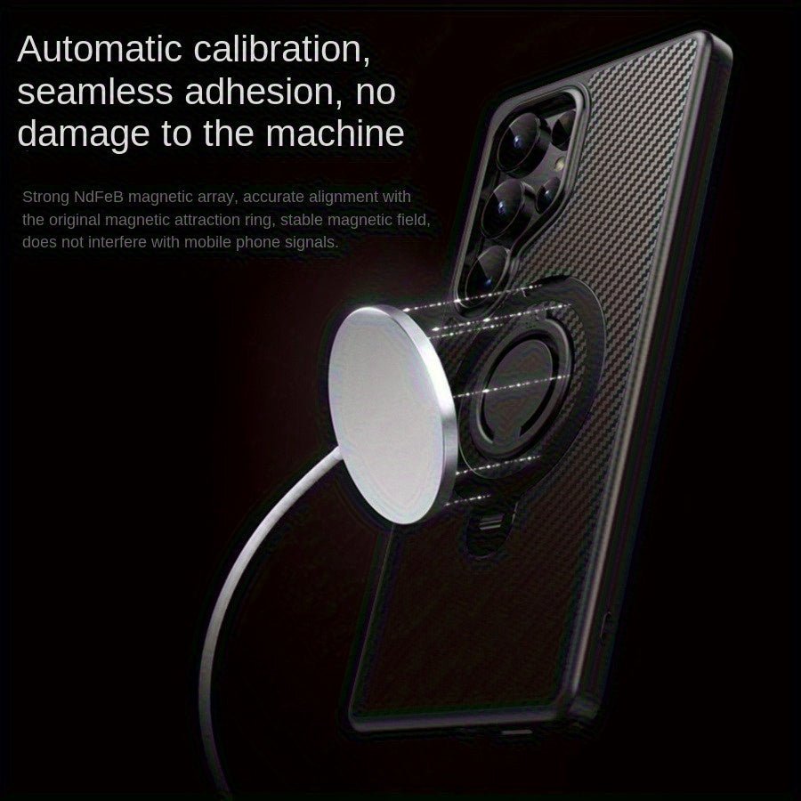 CarbonPivot Pro – Magnetic Carbon Fiber Ring Case for Galaxy S Series