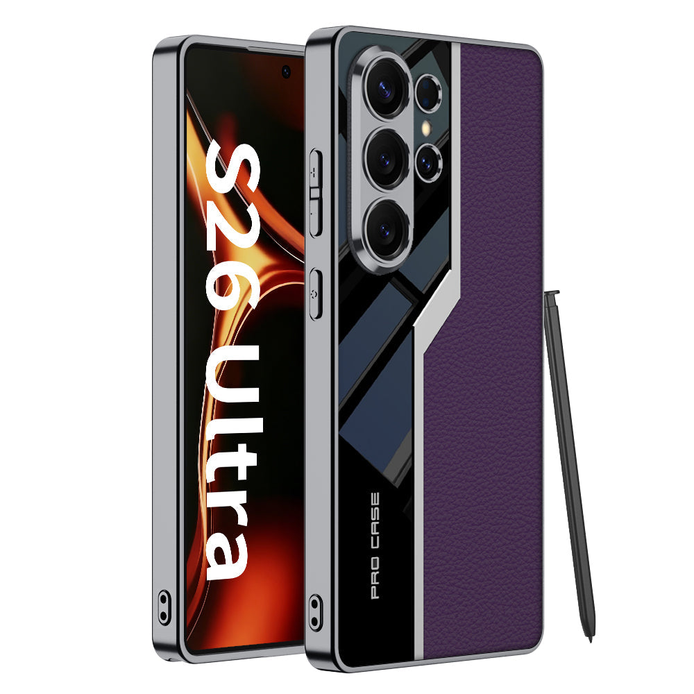 Samsung Galaxy S Ultra Leather Case – Electroplated Matte Back Cover