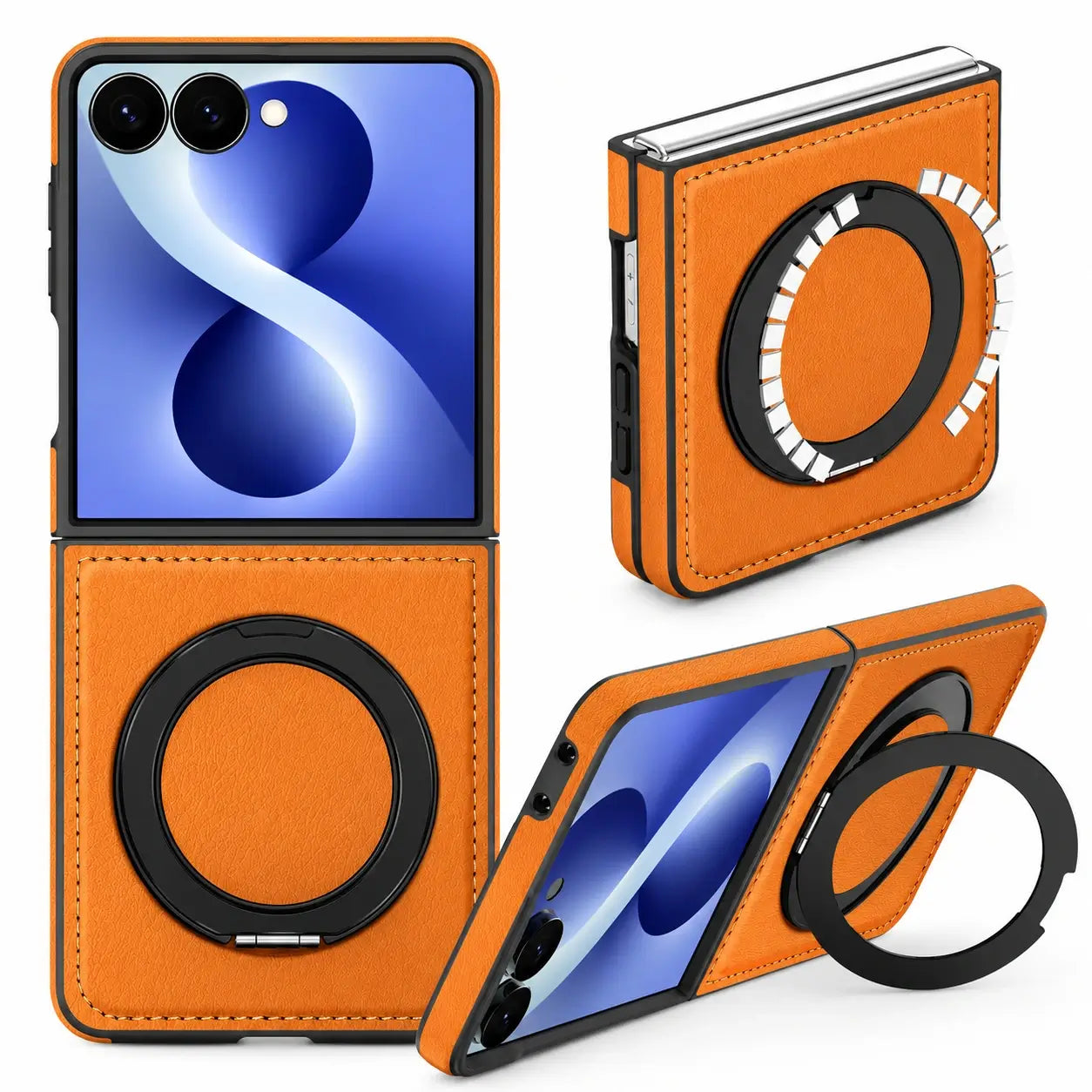 Samsung Galaxy Z Flip 8 Leather MagSafe Kickstand Case