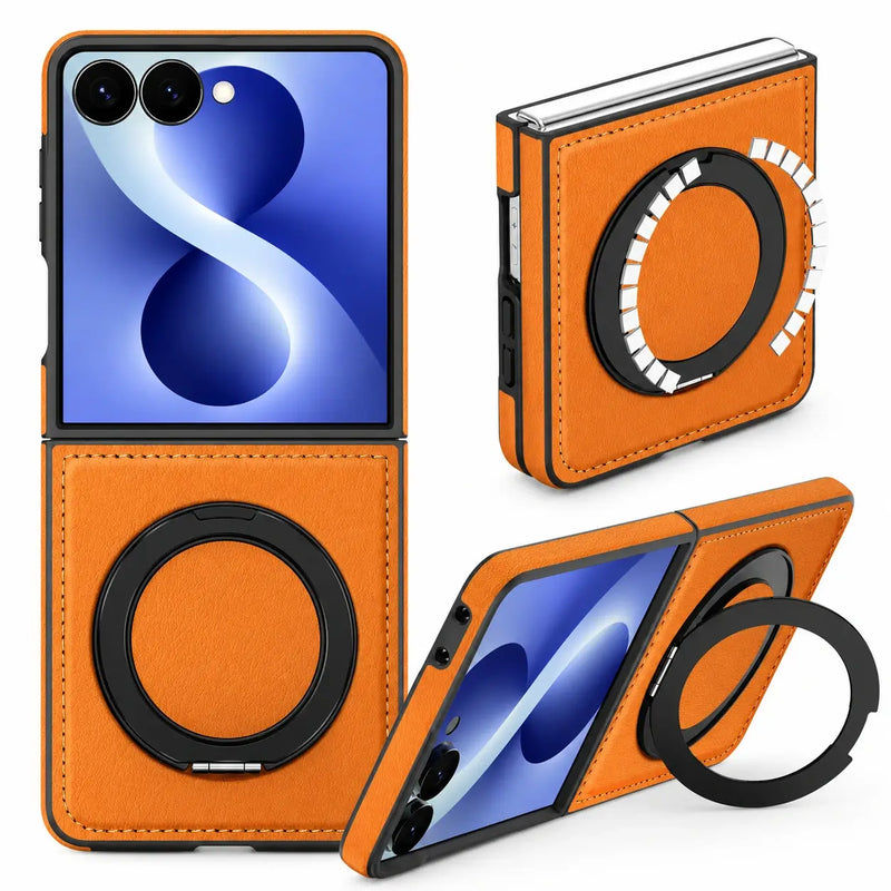 Samsung Galaxy Z Flip 8 Leather MagSafe Kickstand Case