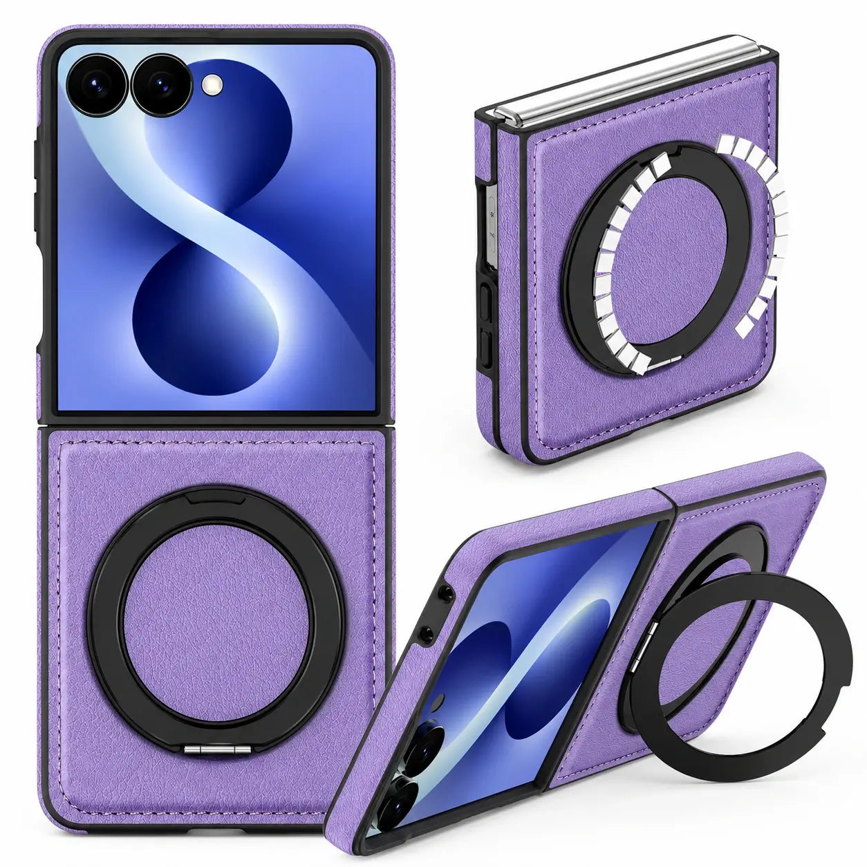 Samsung Galaxy Z Flip 8 Leather MagSafe Kickstand Case