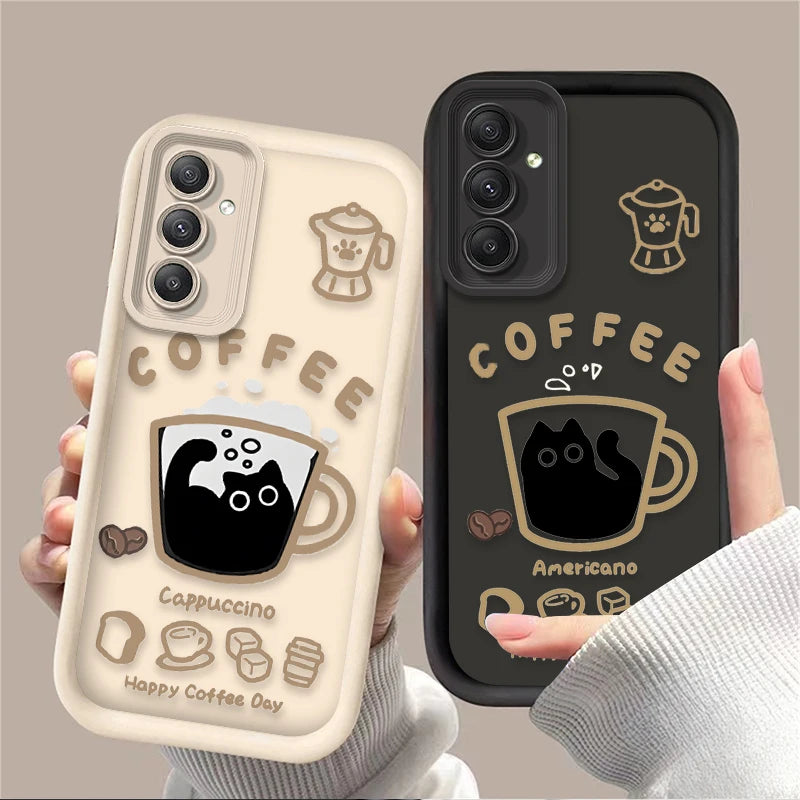 PurrLatte Case – Cute Coffee Cat Protective Cover for Samsung Galaxy S Series