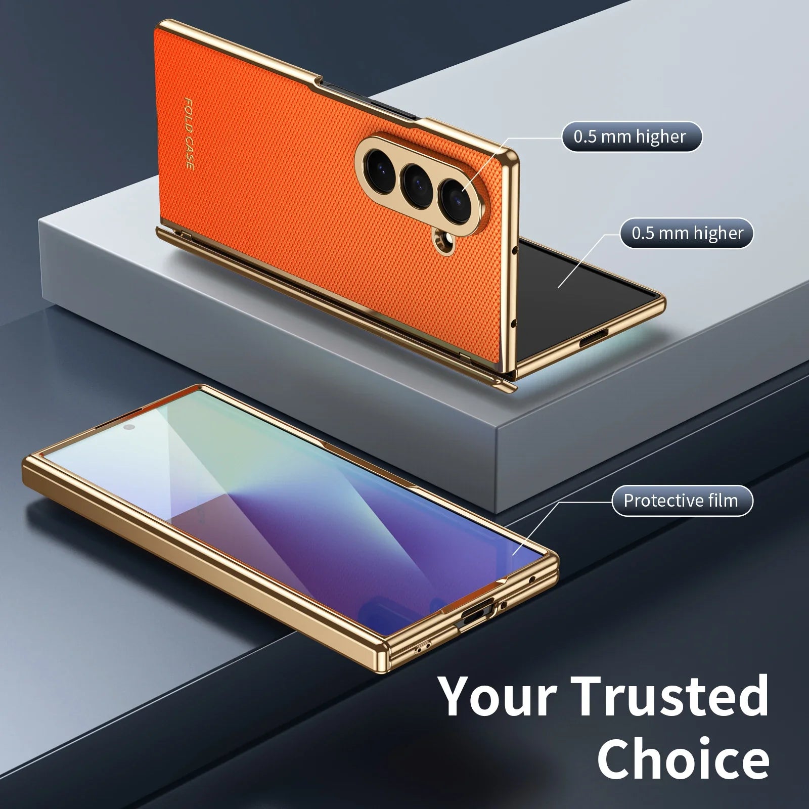 Luxury Leather Armor Case with Hinge & Screen Protection for Samsung Galaxy Z Fold 8