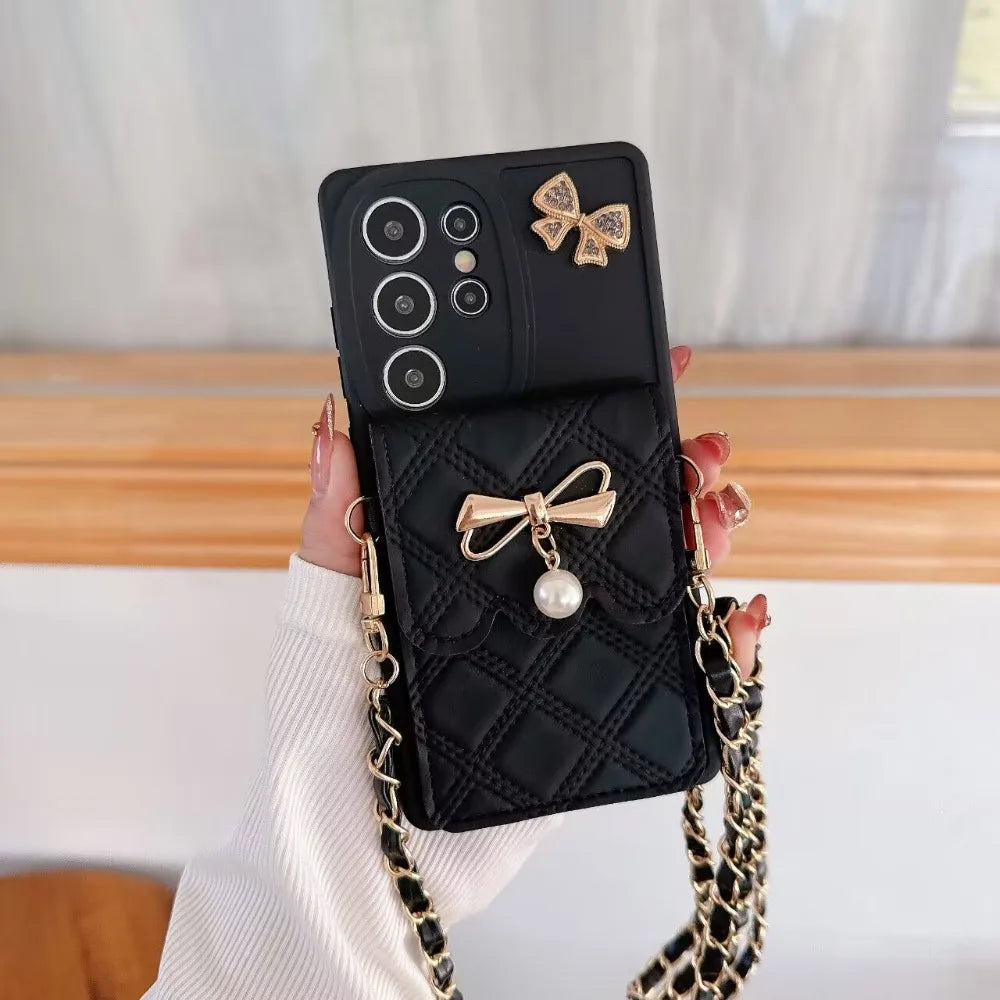 CharmBow Crossbody – 3D Bowknot Wallet Phone Case for Galaxy S Series