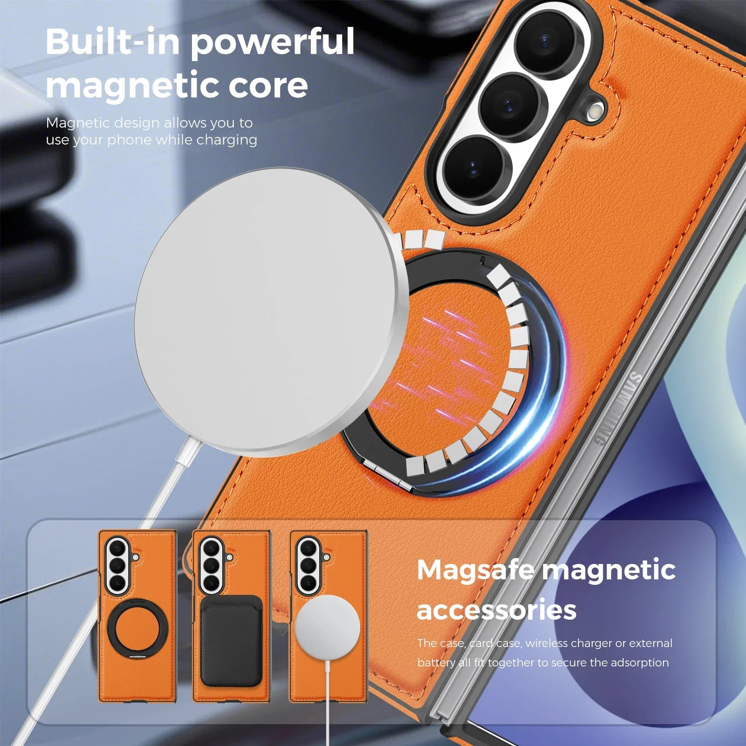 MagSafe Leather Ring Stand Case for Samsung Galaxy Z Fold 8