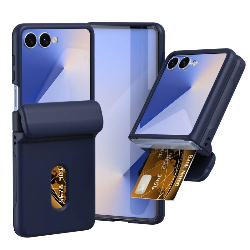 Card Slot Case Hinge Shield Galaxy Z Flip 7 Navy Blue White Clear Black