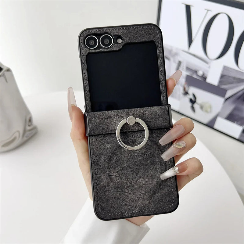 Elegant Leather Stand Case Galaxy Z Flip 6 Pink