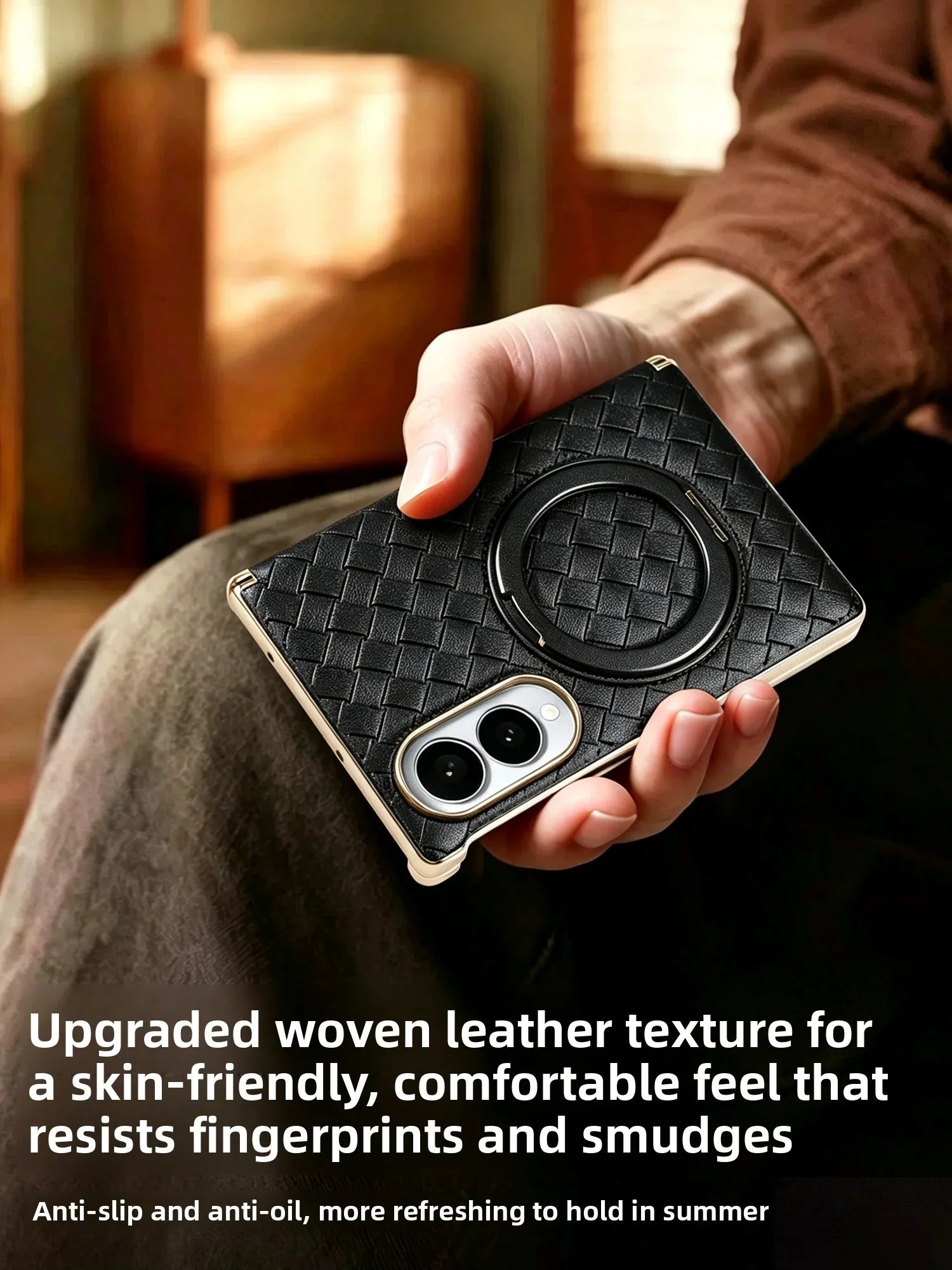 Samsung Galaxy Z Fold 8 MagSafe Leather Ring Stand Case