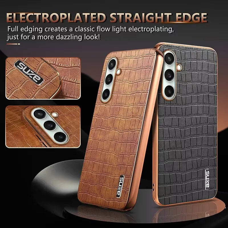 LuxEdge Shield – Plating Bumper Leather Case for Galaxy S Series