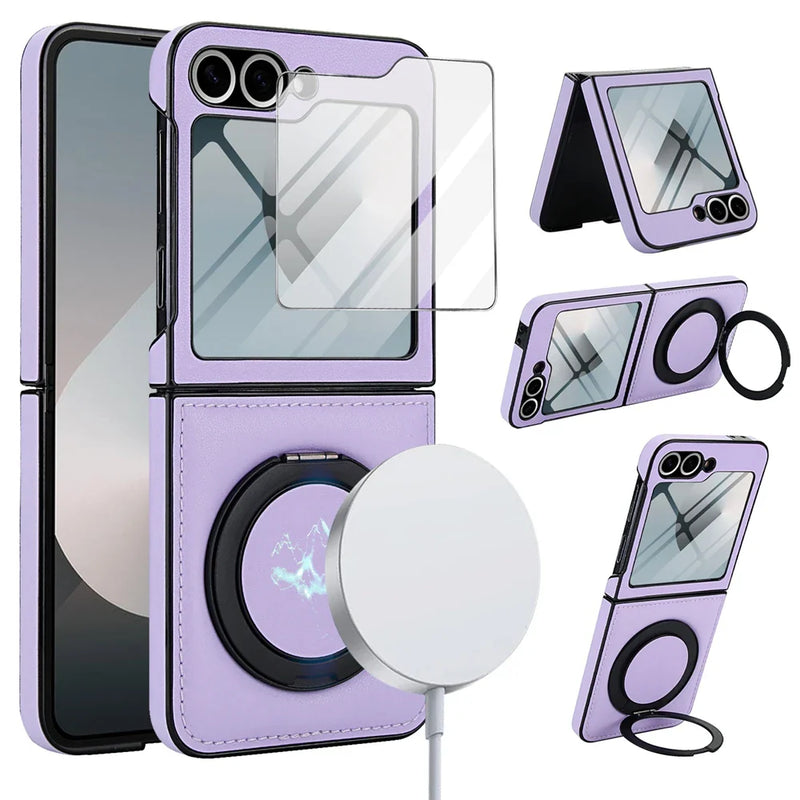 MagSafe Leather Ring Case Screen Protector Galaxy Z Flip 6