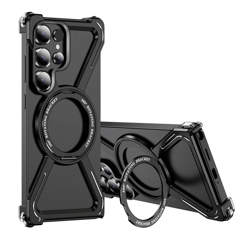 MagFrame 360 – Heavy-Duty Magnetic Aluminum Case with Rotating Stand for Galaxy S Ultra Series