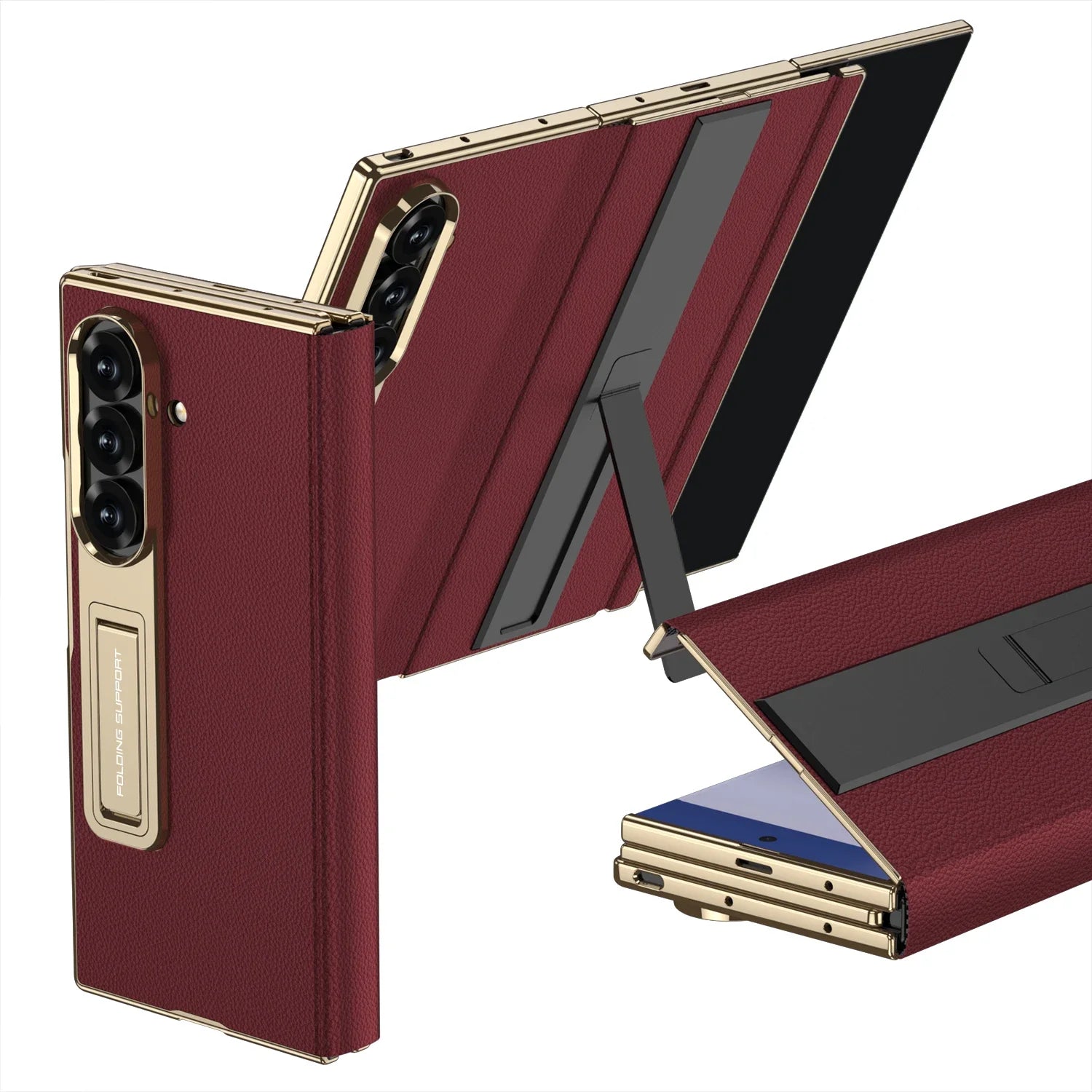 SAMSUNG - orz Samsung Galaxy Z TriFold Magnetic Leather Case with Hinge & Stand