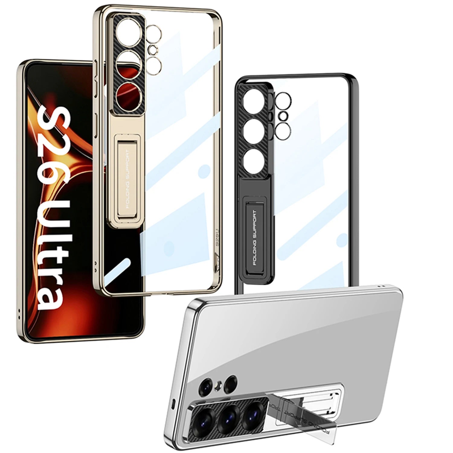 Samsung Galaxy S26 Ultra Ultra Thin Clear Case – Electroplated Folding Stand - Odin case