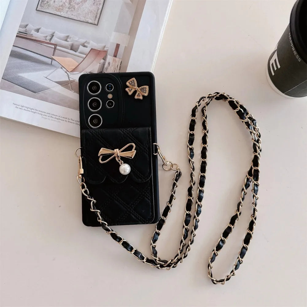 CharmBow Crossbody – 3D Bowknot Wallet Phone Case for Galaxy S Series