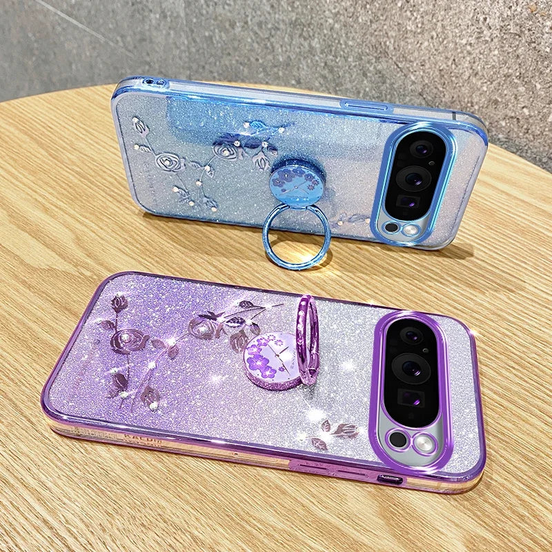 Luxury Diamond Ring Holder Case For Google Pixel 9 Series