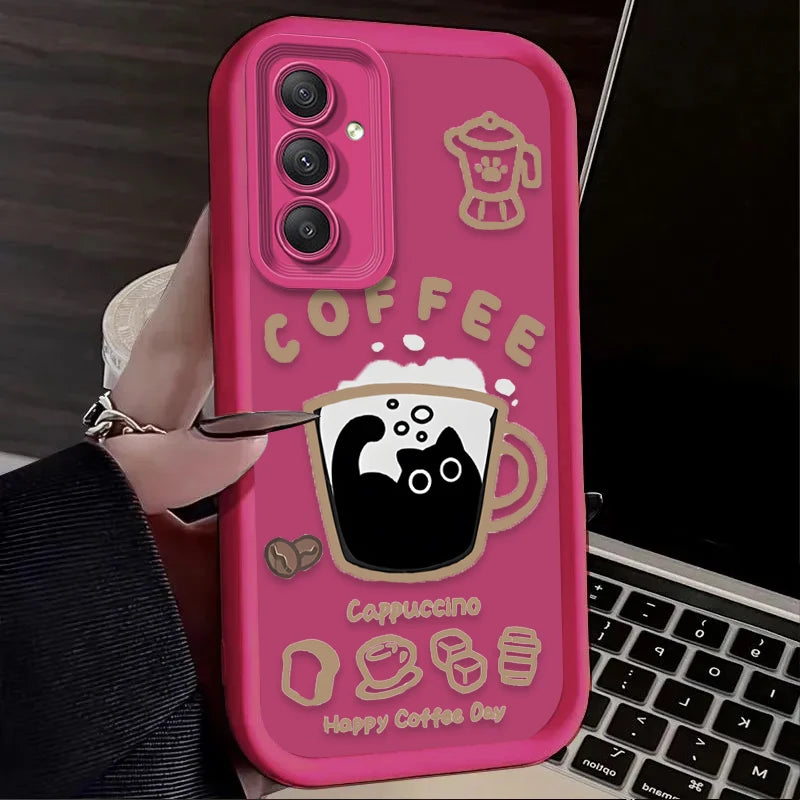 PurrLatte Case – Cute Coffee Cat Protective Cover for Samsung Galaxy S Series