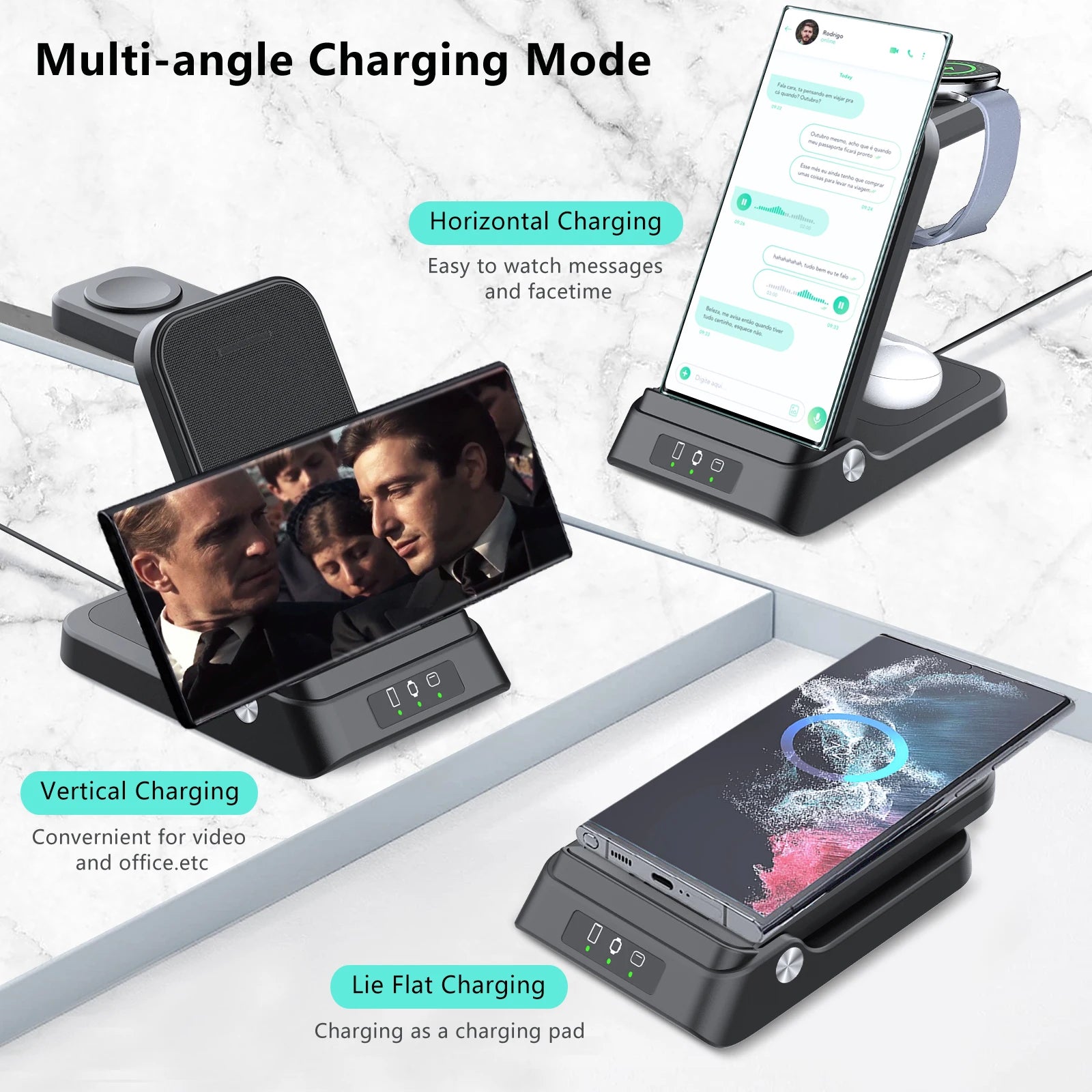 3 in 1 Fast Wireless Charging Station For Samsung Devices
