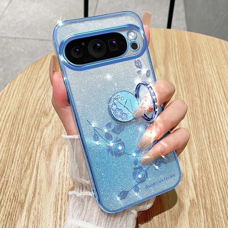Luxury Diamond Ring Holder Case For Google Pixel 9 Series