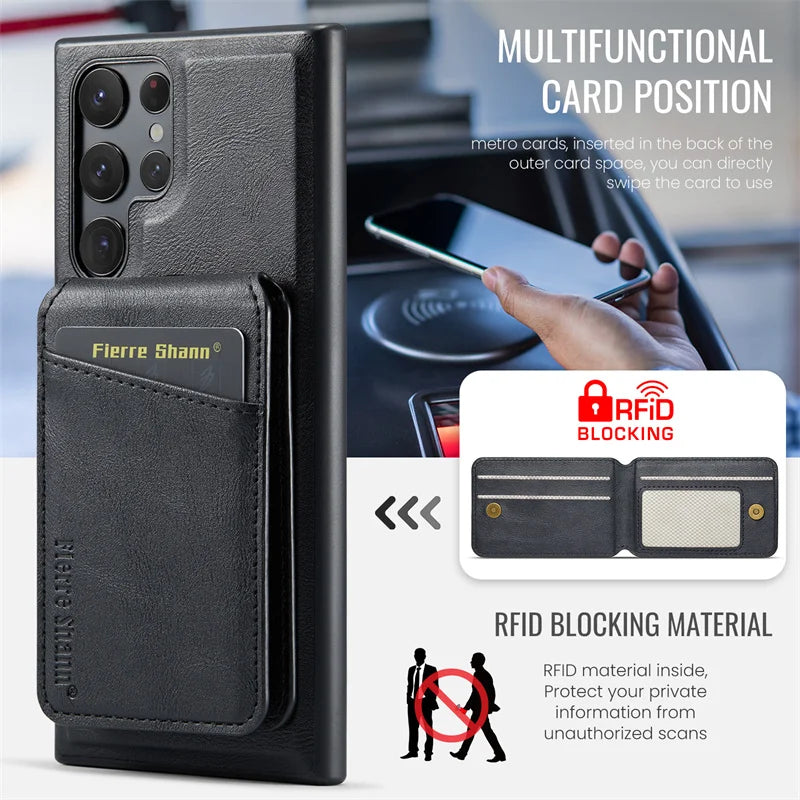 Samsung Galaxy S26 Ultra MagSafe Leather Flip Case – Wallet Cover - Odin case