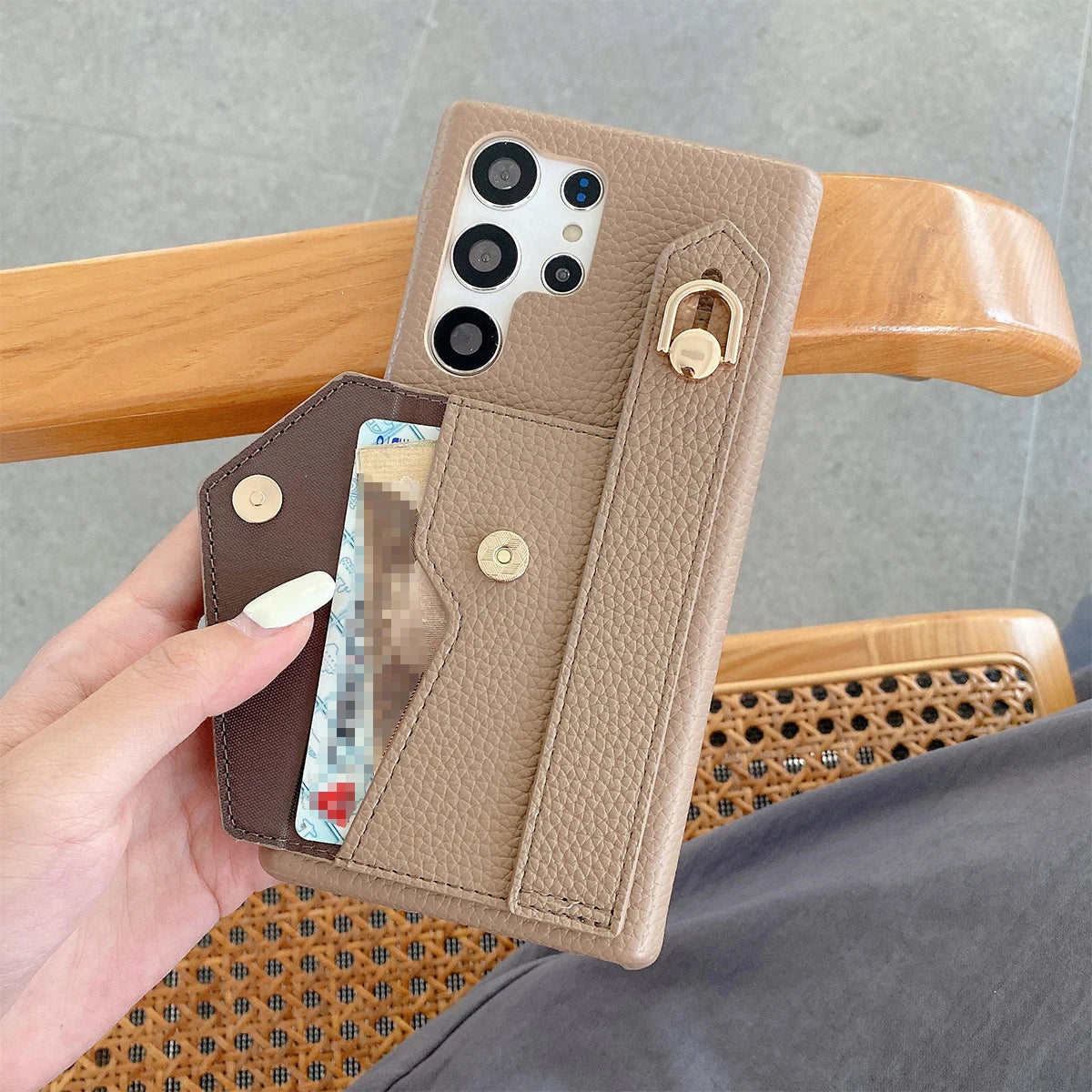 LuxStrap Wallet – PU Leather Wrist Strap Phone Case for Galaxy S Series