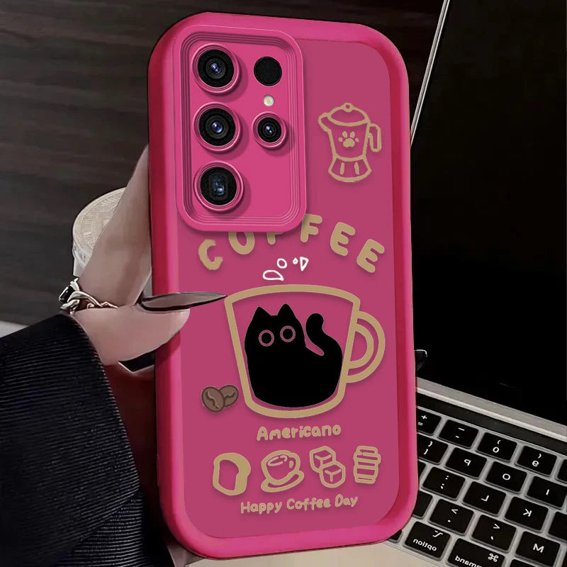 PurrLatte Case – Cute Coffee Cat Protective Cover for Samsung Galaxy S Series