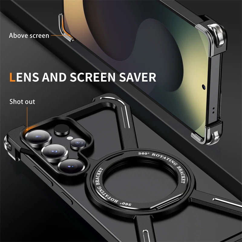MagFrame 360 – Heavy-Duty Magnetic Aluminum Case with Rotating Stand for Galaxy S Ultra Series