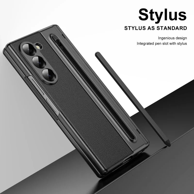 Slim Leather Stylus Shield Case with Screen Protection for Samsung Galaxy Z Fold 8 Ultra