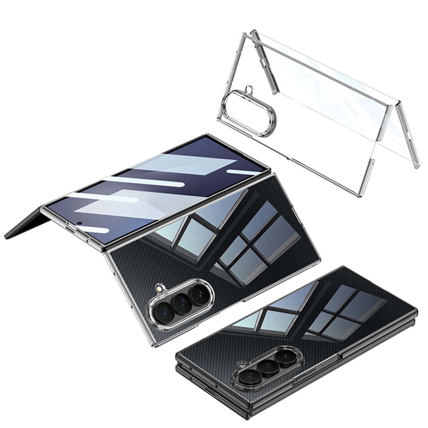 Samsung Galaxy Z TriFold Clear Case – Transparent Stand Cover with Screen Guard