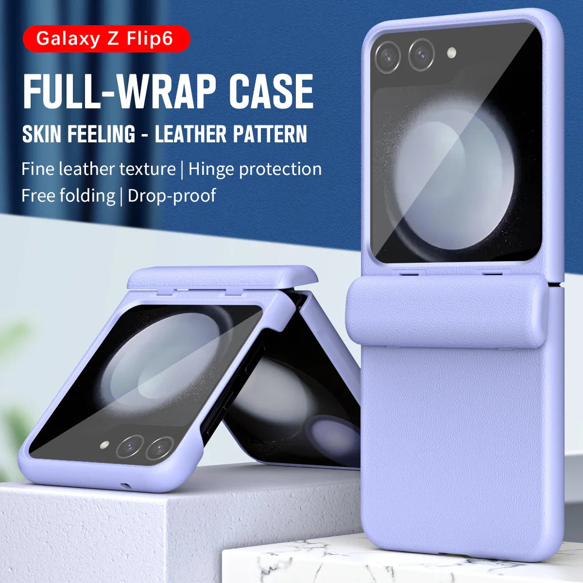 Leather Case with Hinge Protection For Samsung Z Flip 6