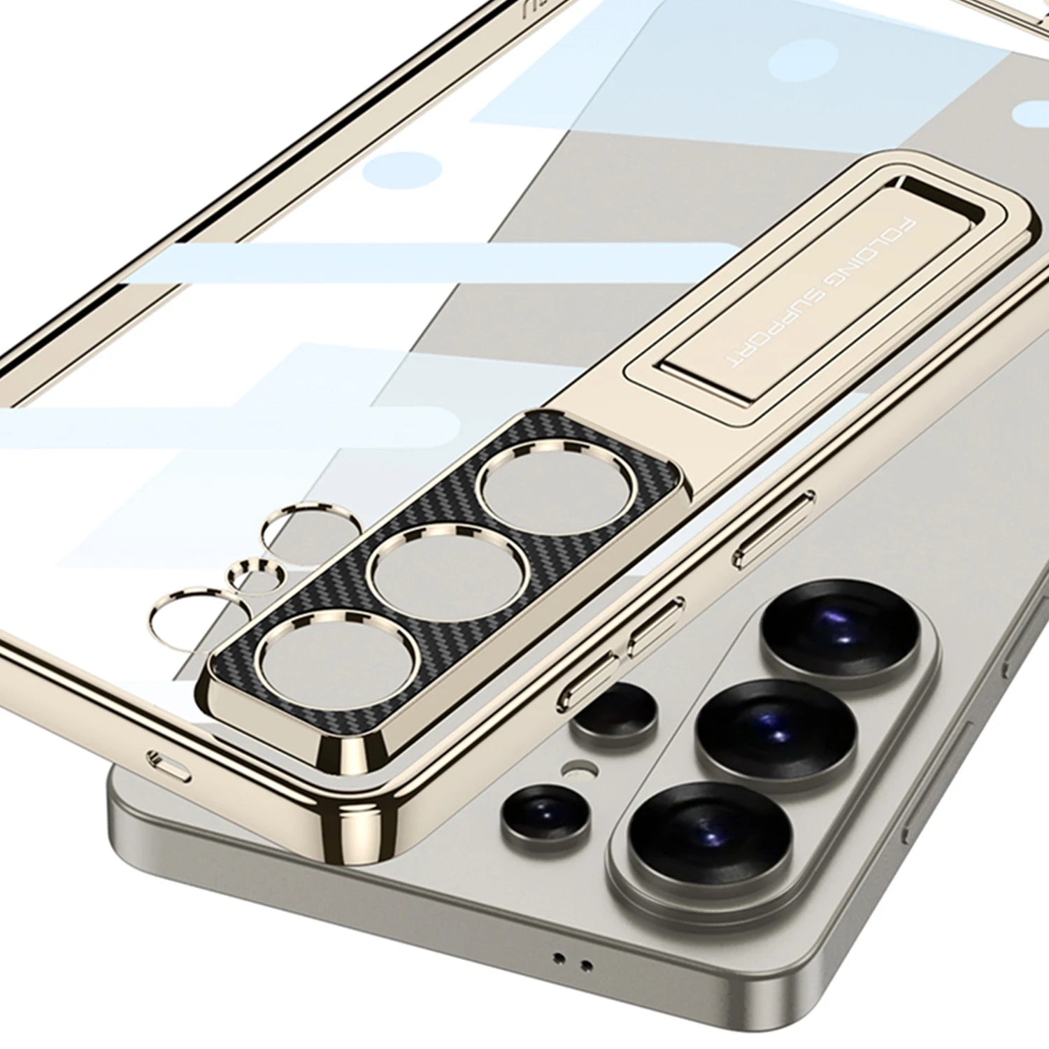 Samsung Galaxy S26 Ultra Ultra Thin Clear Case – Electroplated Folding Stand - Odin case