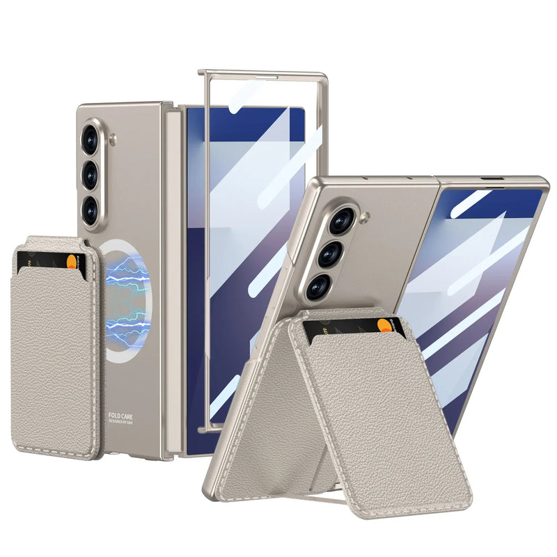 Magnetic Wallet Stand Case Galaxy Z Fold 6 Titanium Gray Carbon Black