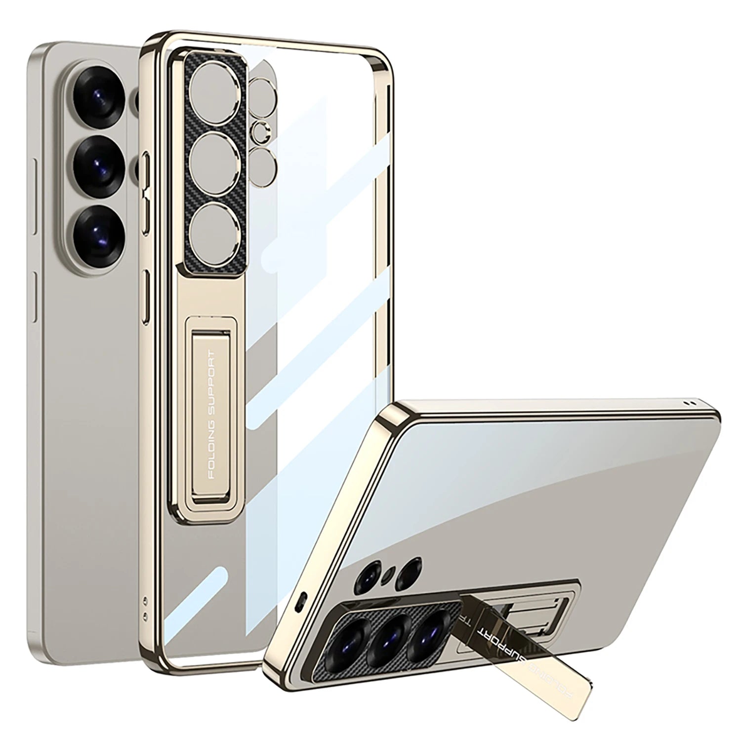 Samsung Galaxy S26 Ultra Ultra Thin Clear Case – Electroplated Folding Stand - Odin case