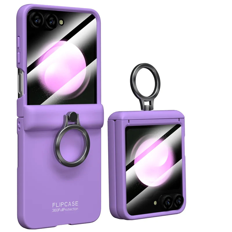 For Samsung Galaxy Z Flip 6 Shockproof Phone Case with Mirror Back & Screen Protector (Purple) For Samsung Galaxy Z Flip 6 Shockproof Phone Case with Mirror Back & Screen Protector (Purple)
