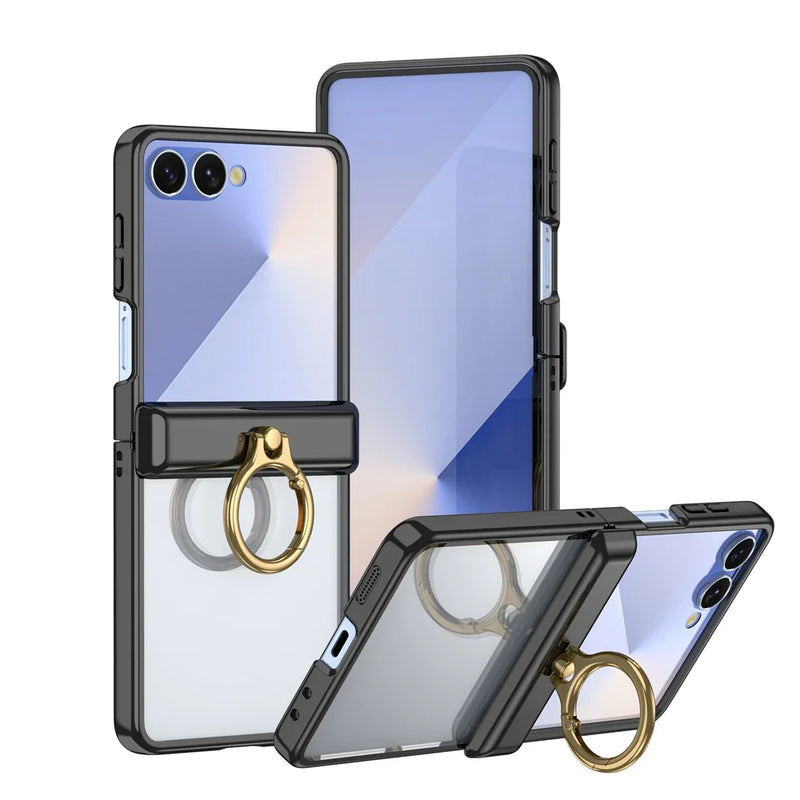 Clear Magnetic Kickstand Case Galaxy Z Flip 7 Black Silver Purple Clear