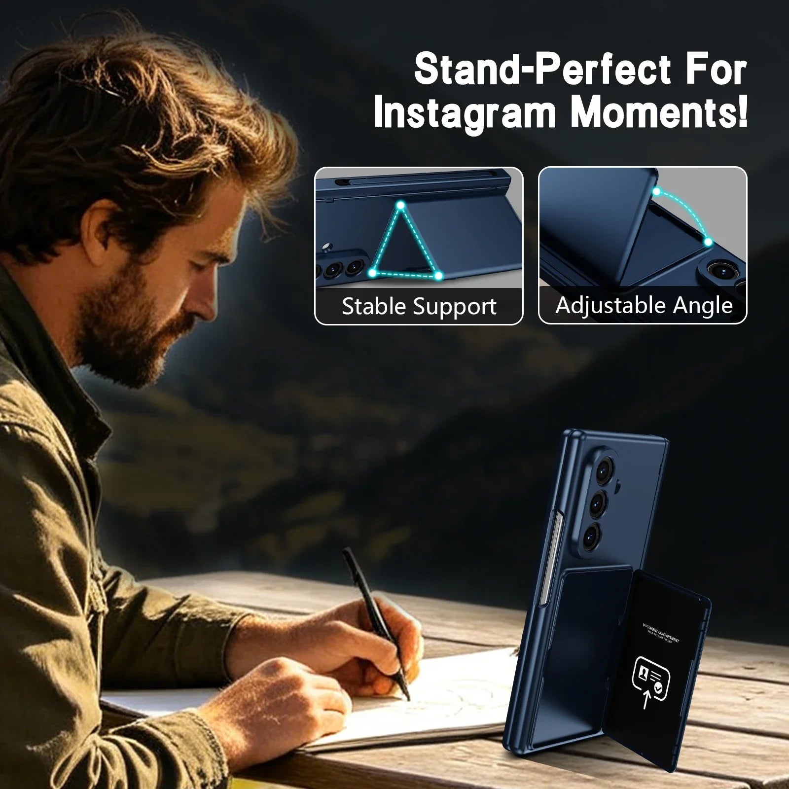 Wallet Stand Shield Case with S Pen Holder & Screen Protection for Samsung Galaxy Z Fold 8