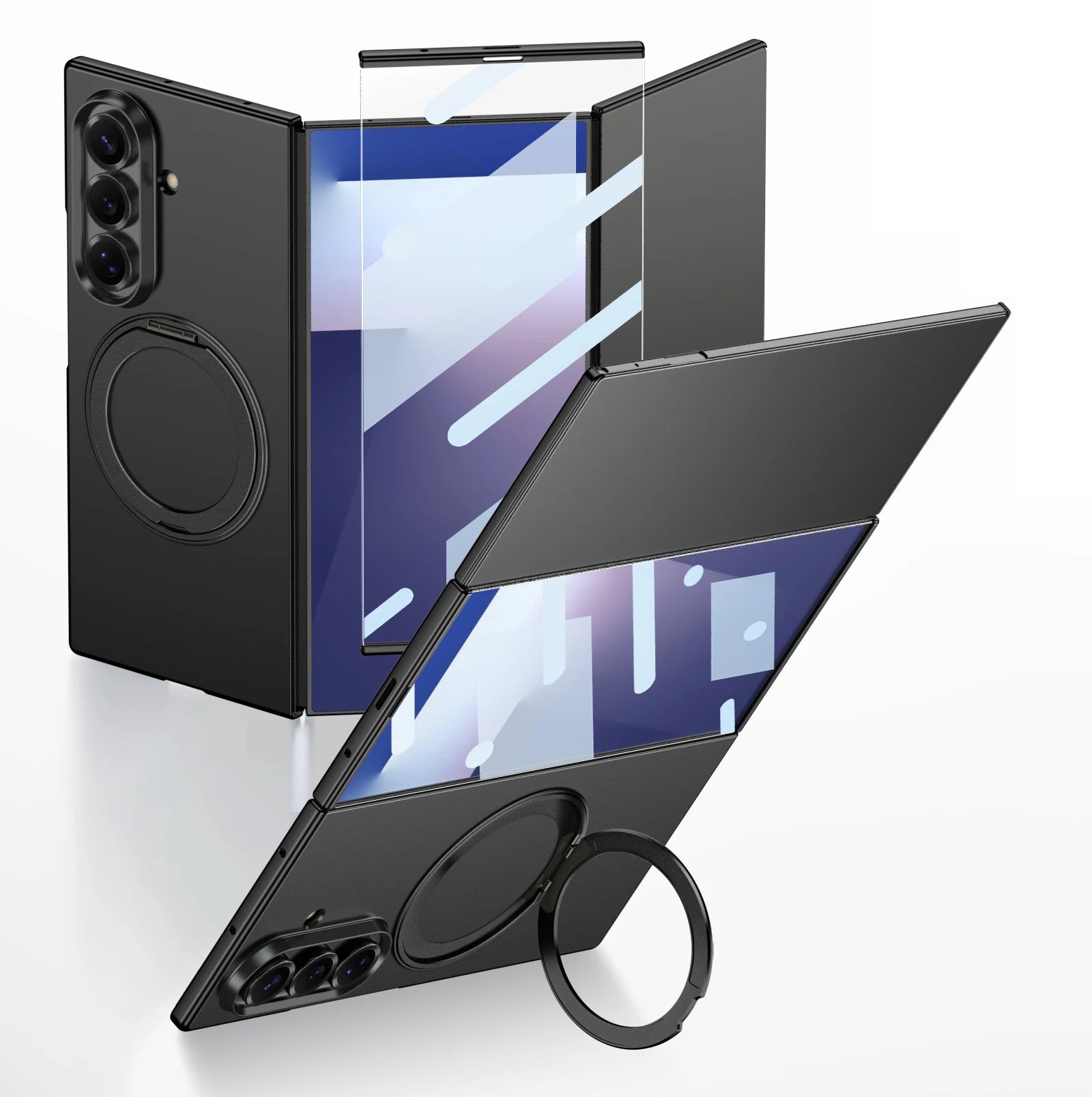 Samsung Galaxy Z TriFold Magnetic Ring Holder Case – Glass Cover