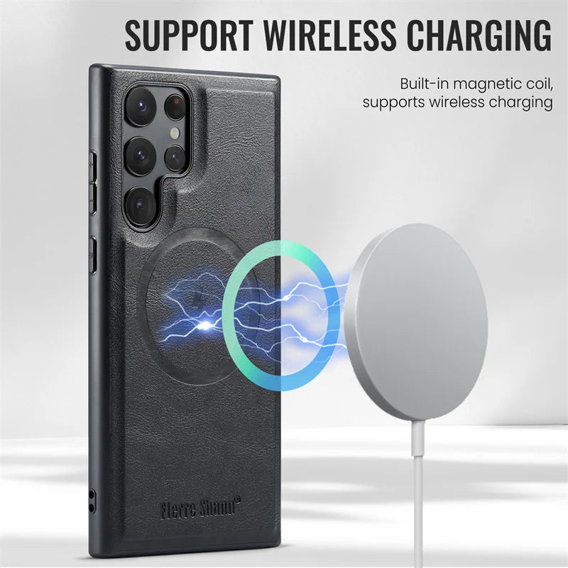 Samsung Galaxy S26 Ultra MagSafe Leather Flip Case – Wallet Cover - Odin case