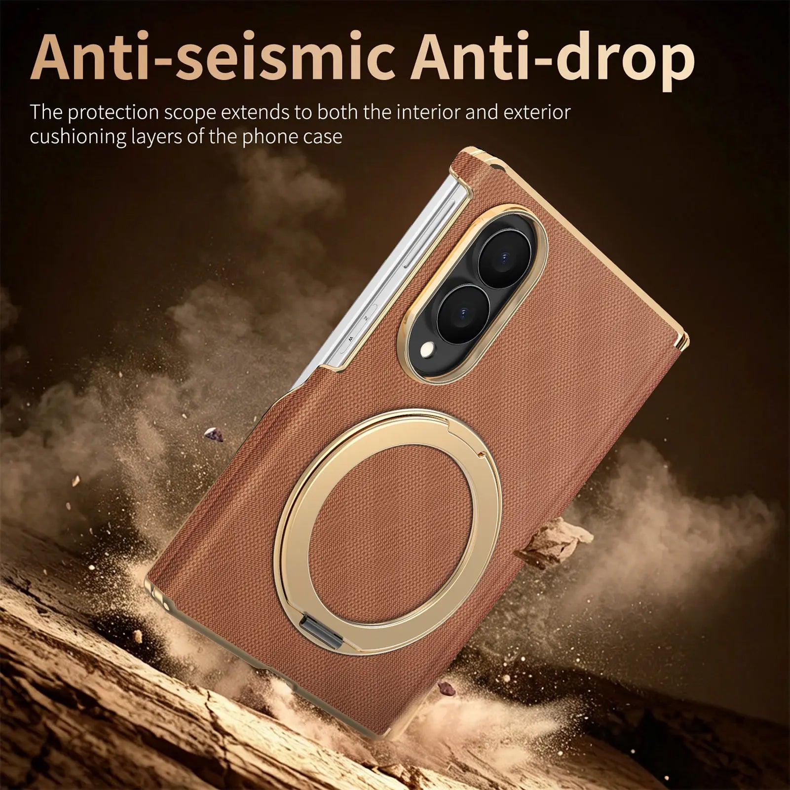 Samsung Galaxy Z Fold 8 Luxury Leather Ring Stand Case