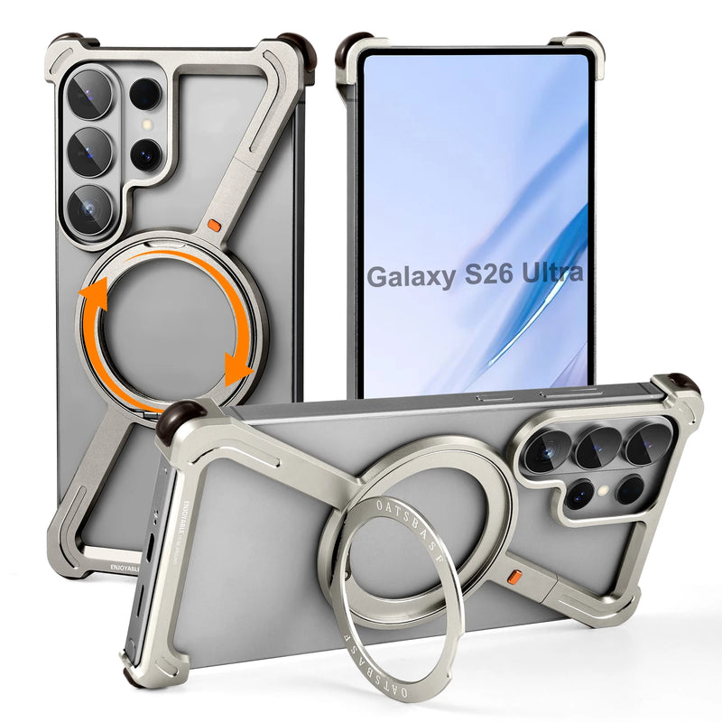 Samsung Galaxy S26 Ultra Metal MagSafe Bumper 360° Rotating Stand