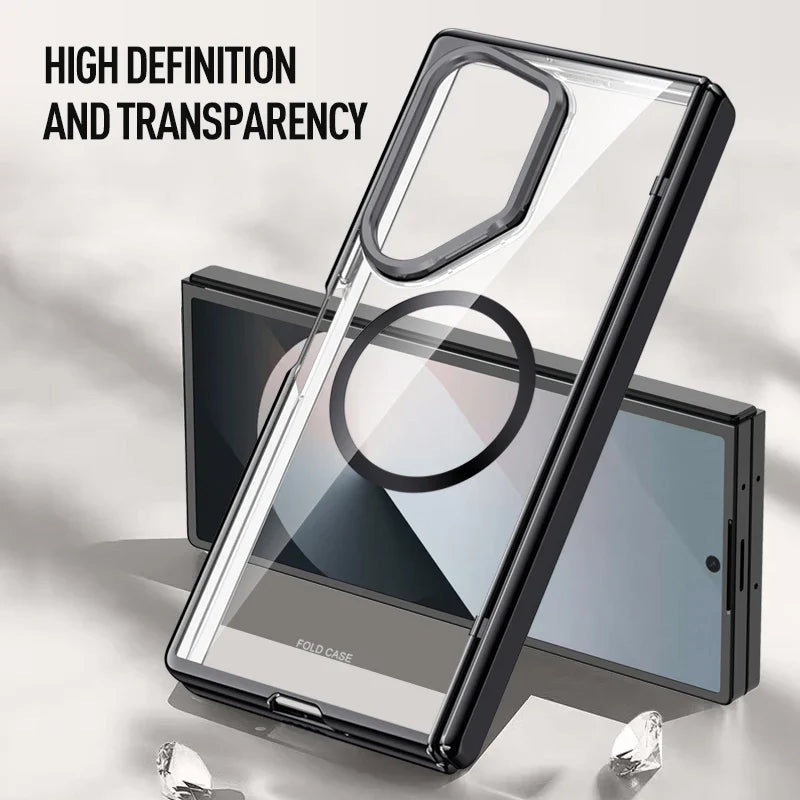 Crystal Clear Magnetic Case with Kickstand for Galaxy Z Fold 6